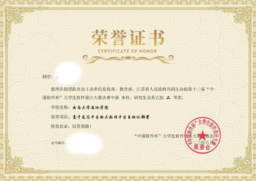 “中国软件杯”大学生软件设计大赛决赛二等奖