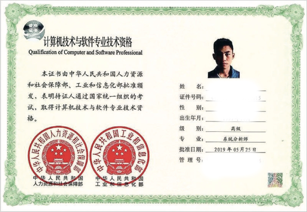 学生获得系统分析师高级证书