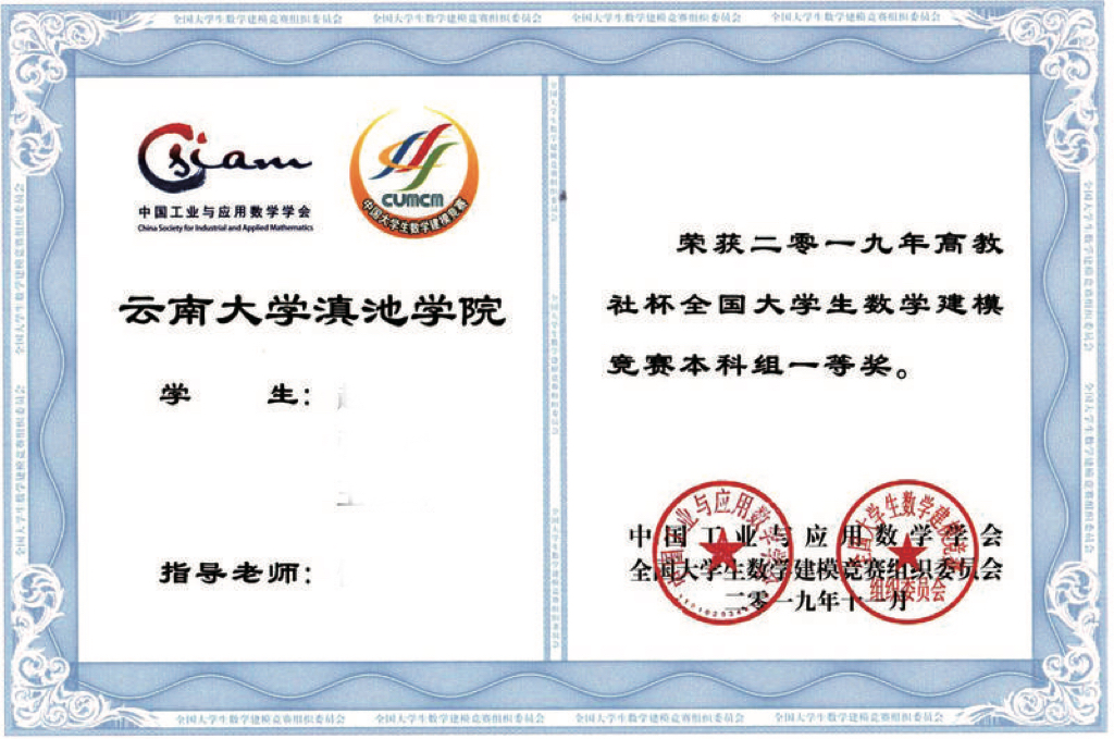 全国大学生数学建模竞赛一等奖